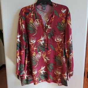 Floral Popover Blouse Multicolor XL